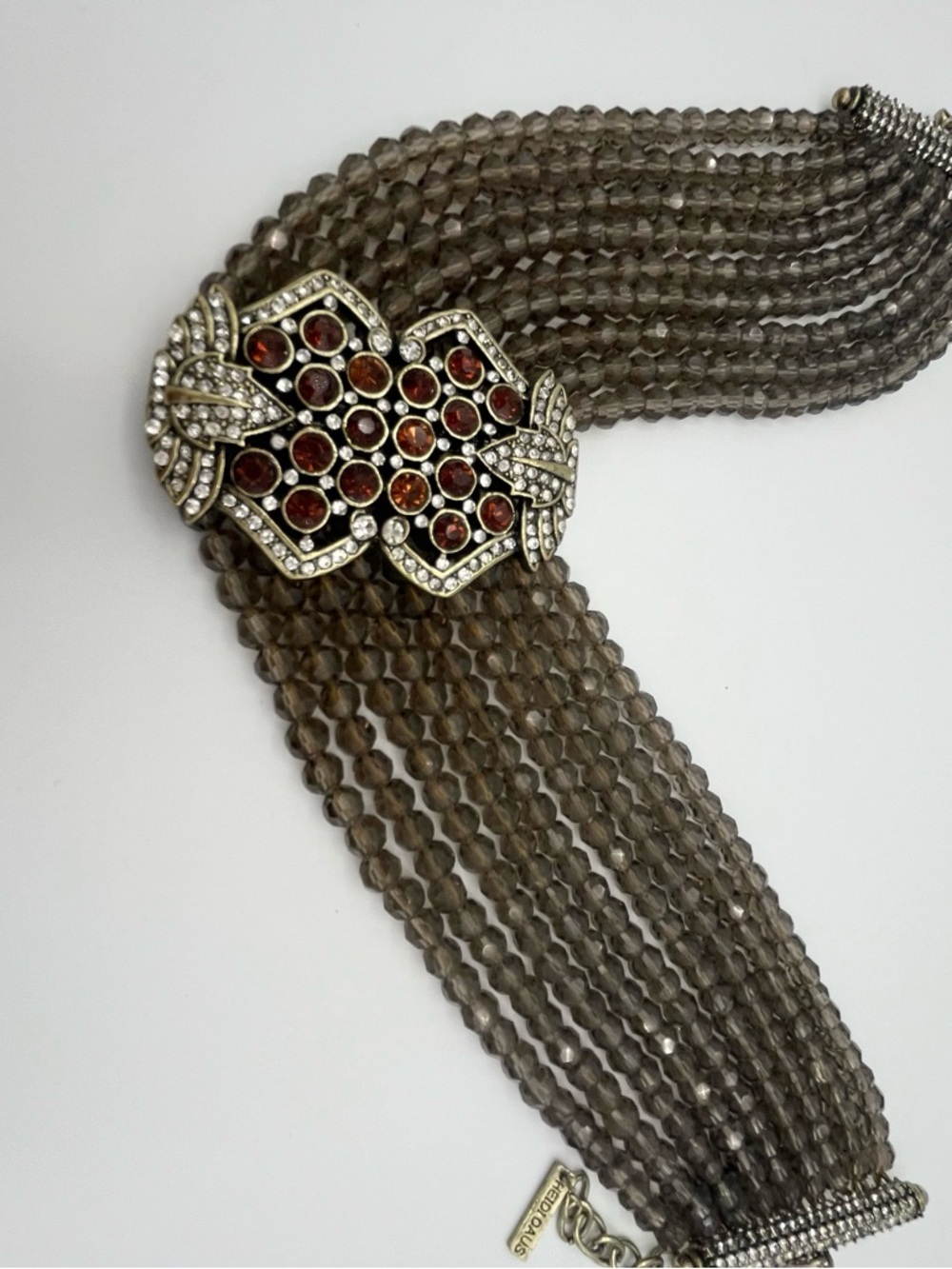 Heidi Daus Dazzling Swarovski Crystal Beaded Choker Necklace Brown NWOT - Picture 8 of 10